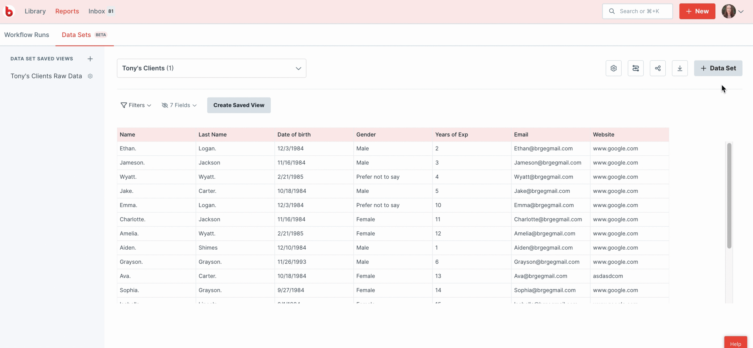 Create a blank data set