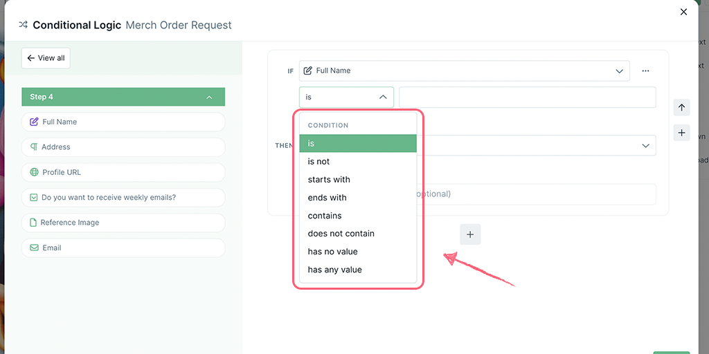 CL form field options